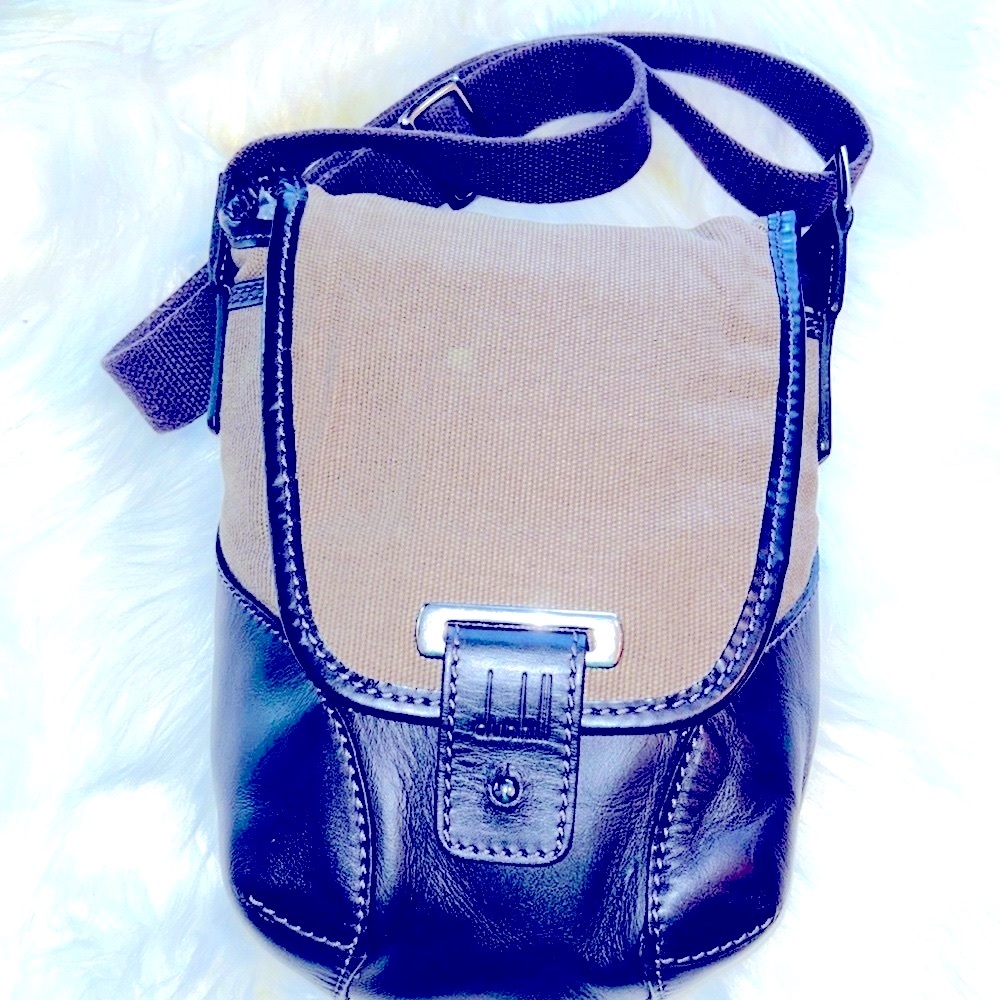 🪹NWOT🪹Dunhill🪹Unisex Brown Leather & Canvas Crossbody/Shoulder Bag